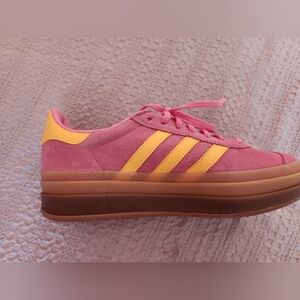 Adidas Gazelle Bold Pink and Yellow Platform Sneakers